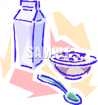 Quart Of Milk And A Bowl Of Cereal Clipart Picture   Foodclipart Com