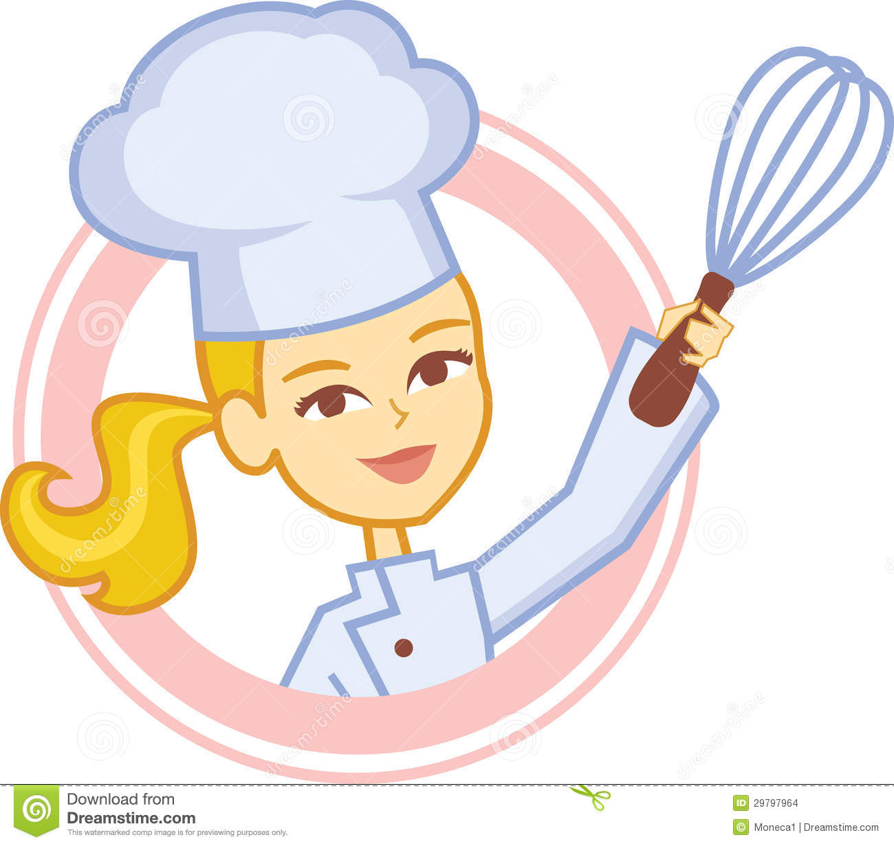 Design With A Blonde Cartoon Girl Baker Wearing Chef Apron And Chef