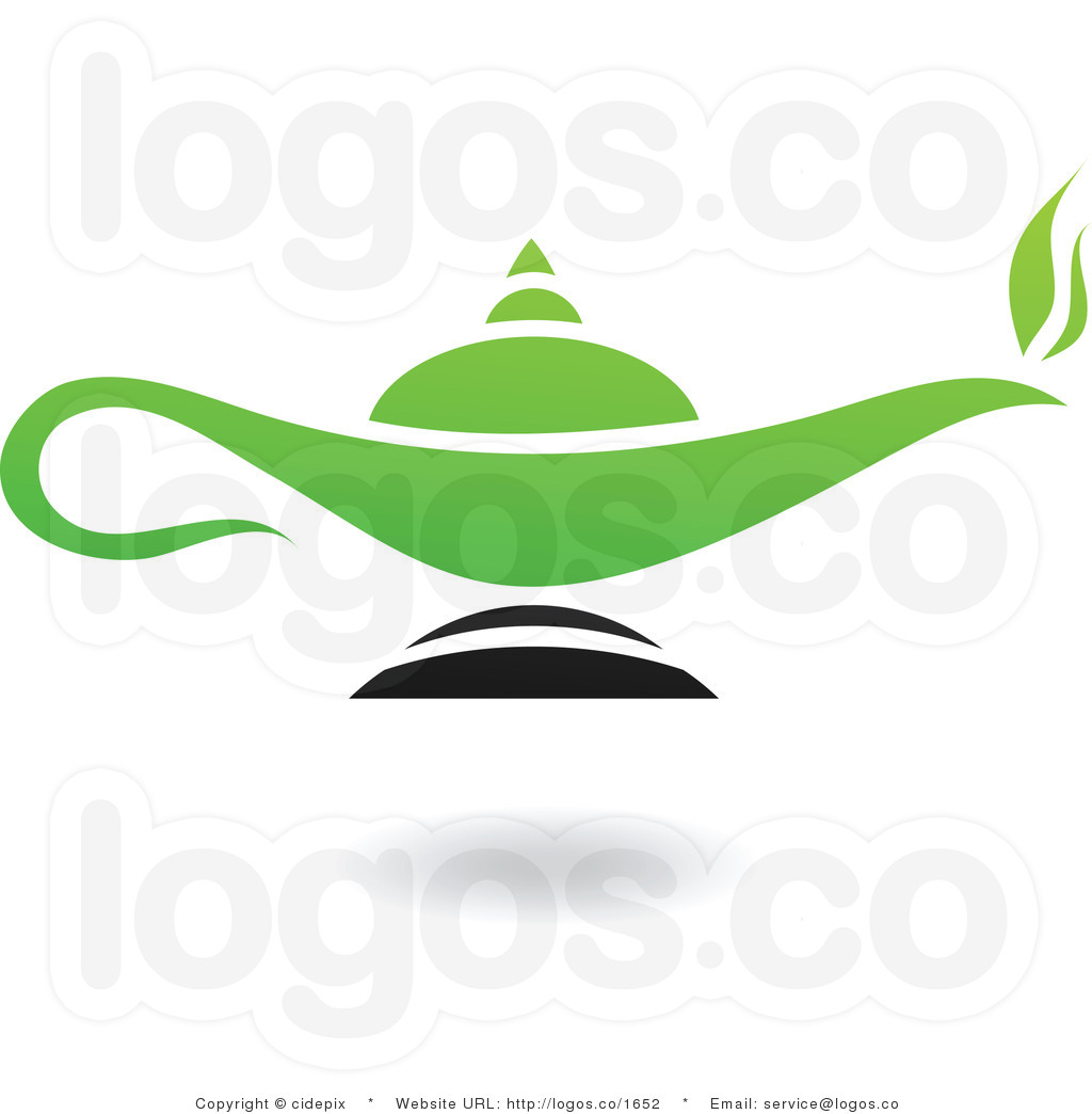 Genie Clipart Royalty Free Light Green And Black Magic Lamp Logo By