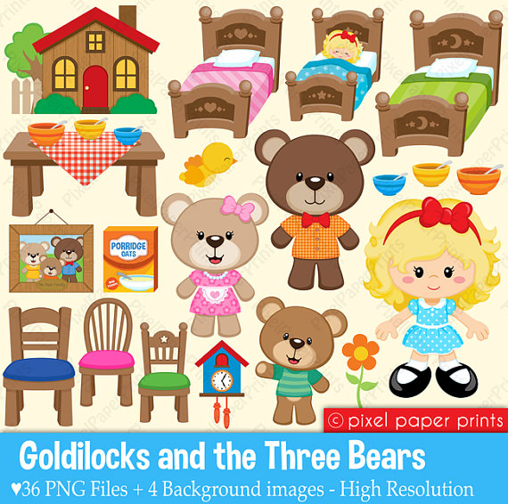 Goldilocks   The Three Bears   Clipart And Digital Paper Set By Pixel
