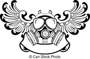 One Color Wings Gas Mask  Vector Illustration  Vector Illustration