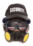 Piggy Bank Wearing Gas Mask And Security Hat Royalty Free Stock Image