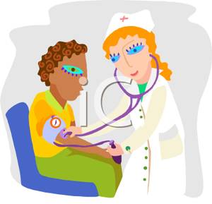 Nurse Taking A Blood Pressure   Royalty Free Clipart Picture