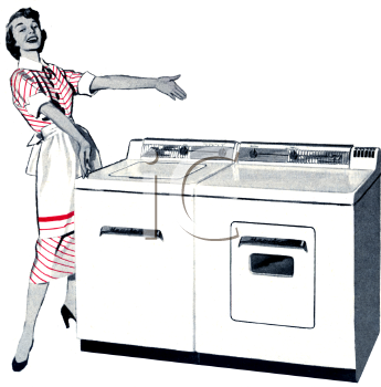 Retro Appliance Ad  Electric Washer And Dryer   Royalty Free Clip Art