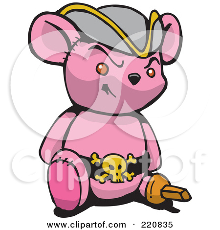 Clipart Illustration Of An Orange Pirate Teddy Bear With A Hook Han