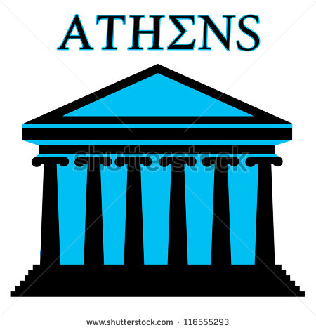 Athens Symbol With Parthenon Icon Building On White Background Vector    