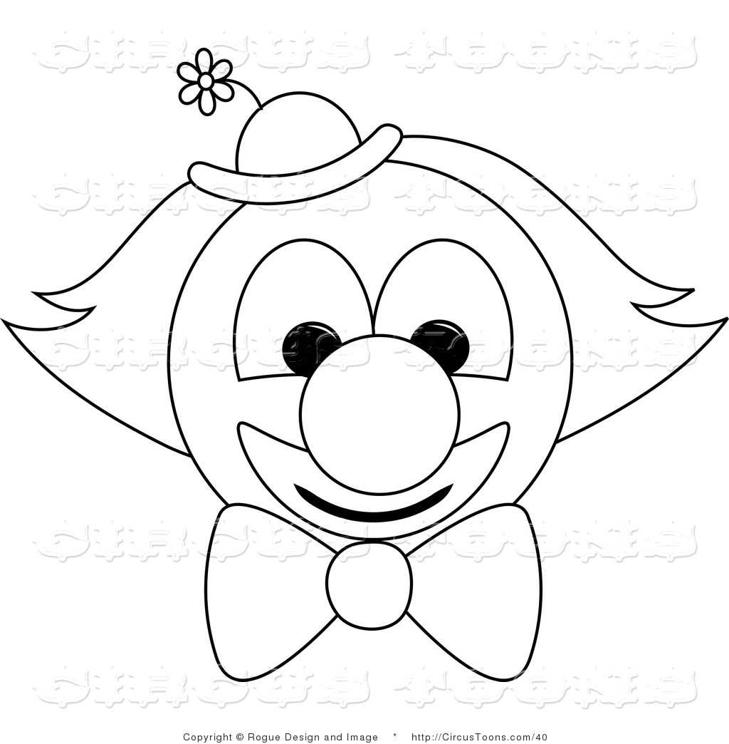 Circus Clipart Of A Friendly Outlined Clown Face By Pams Clipart    40