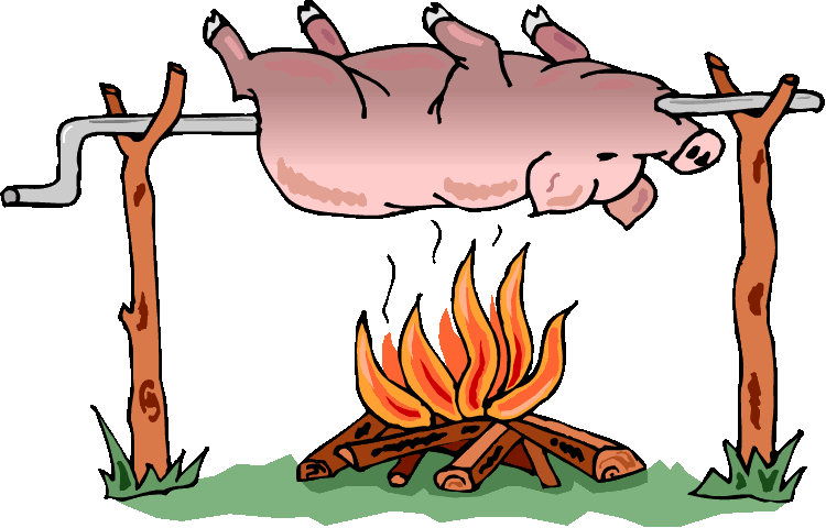 Roast Pig On A Spit Clipart