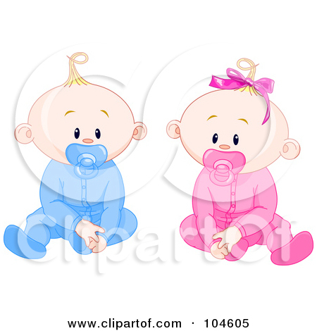 Royalty Free  Rf  Clipart Illustration Of Boy And Girl Baby Twins With