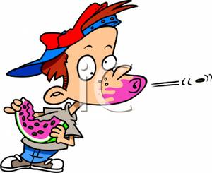 Spit Clipart A Colorful Cartoon Boy Spitting Watermelon Seeds Royalty
