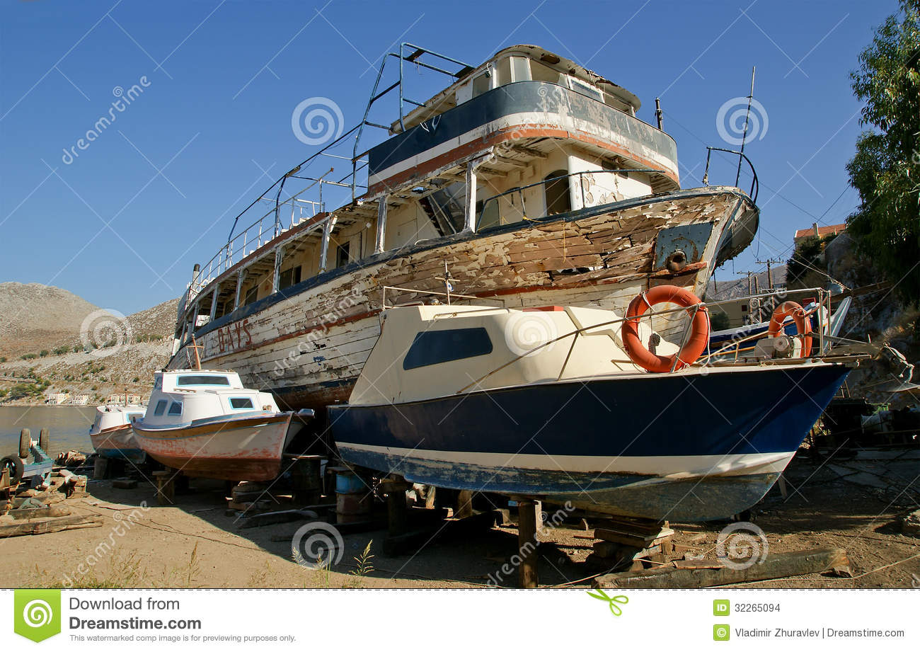 Old Wooden Restored Ship In A Dry Dock Stock Images   Image  32265094