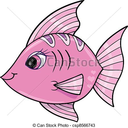 Vector   Pink Girl Fish Ocean Vector   Stock Illustration Royalty