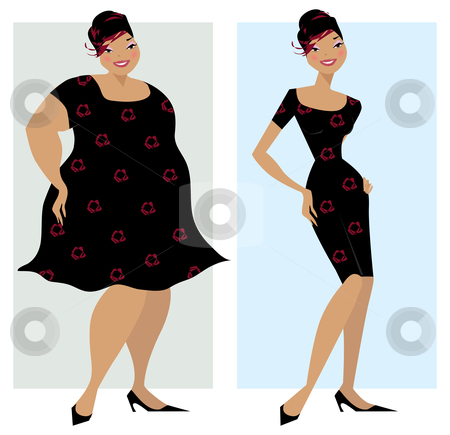 Before And After Diet Stock Vector Clipart Changes In Shape Of A Lady