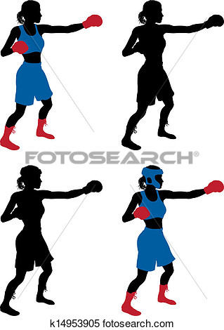 Clipart   Female Boxer Boxing  Fotosearch   Search Clip Art