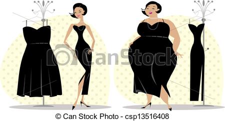 Clipart Of After And Before Diet   Lady Fitting Dress After And Before