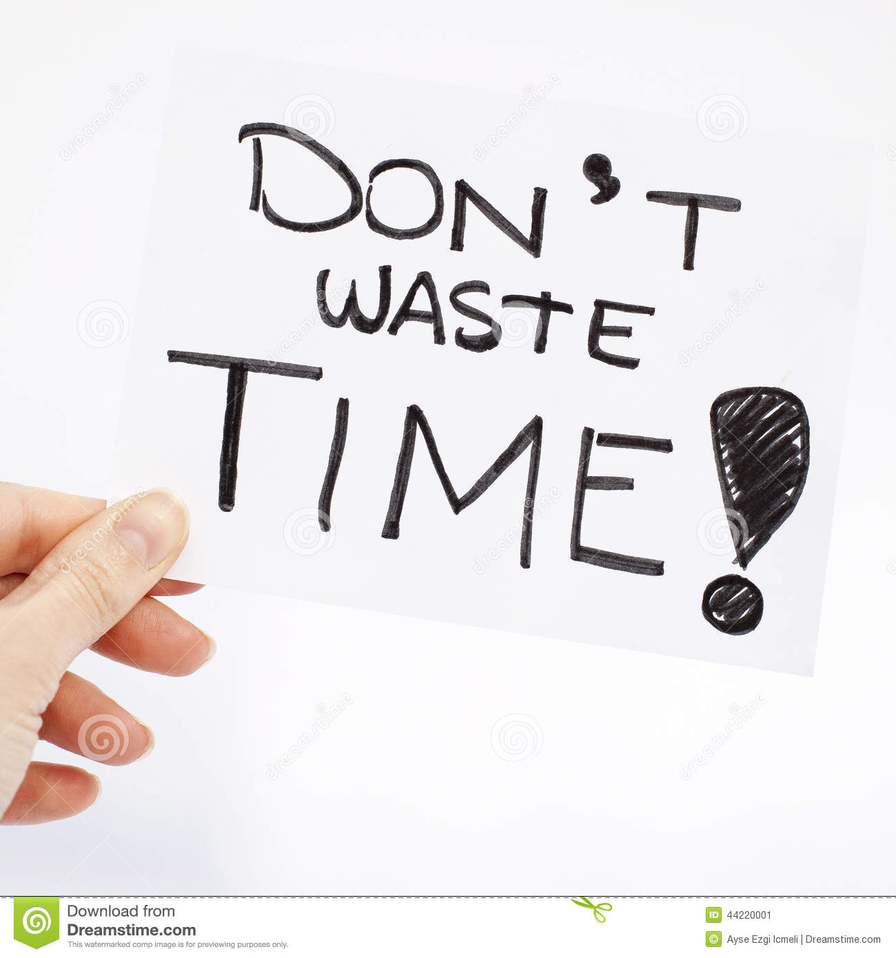 Do Not Waste Time Stock Photo   Image  44220001