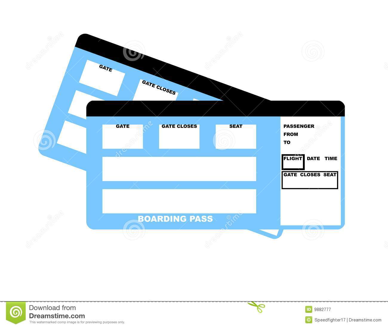 Illustration Of Two Blank Airline Boarding Pass Tickets Isolated On