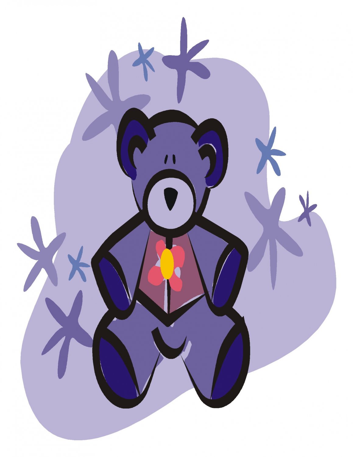 Purple Teddy Bear Digital Download Clipart Art Clip