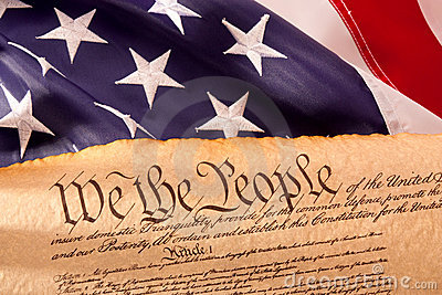 Us Constitution   We The People With Usa Flag  Royalty Free Stock