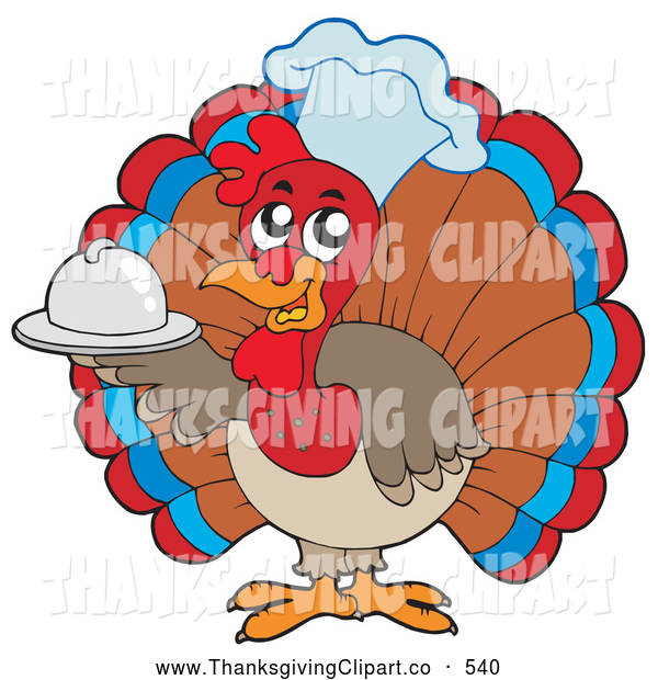 Vector Clip Art Of A Friendly Cute Turkey Bird Chef Holding A Small