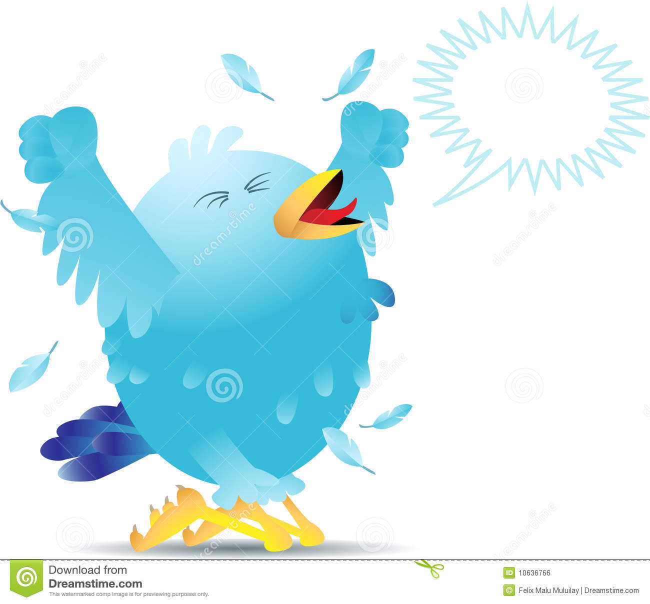 Blue Twitter Bird Yelling And Screaming Either In Pain Or Joy  Linear