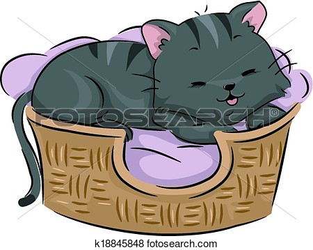 Clip Art   Cat Bed  Fotosearch   Search Clipart Illustration Posters