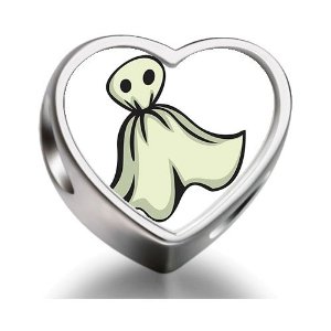 Halloween Ghost Clipart Heart Photo Charm Beads Fit Pandora Chamilia