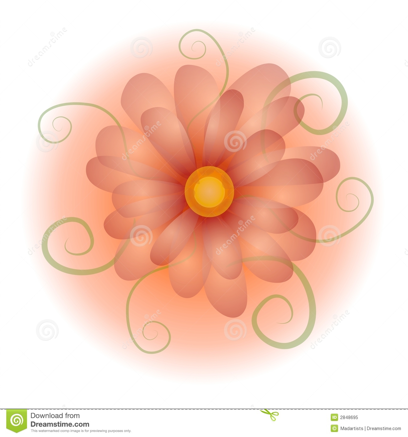 Pastel Colored Opaque Flower Design In Soft Pinks And Peach Colors