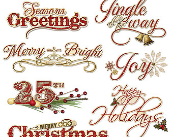 Christmas Word Art Clipart   Holida Y Christmas Sayings Digital