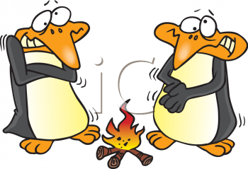 Clipart Net Cartoon Clipart Picture Of Penguins Warming Up By A