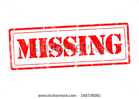 Missing Rubber Stamp Of Missing Warning Sign   Stock Photo