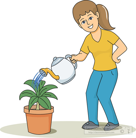 Plants   Woman Watering Plant 1   Classroom Clipart