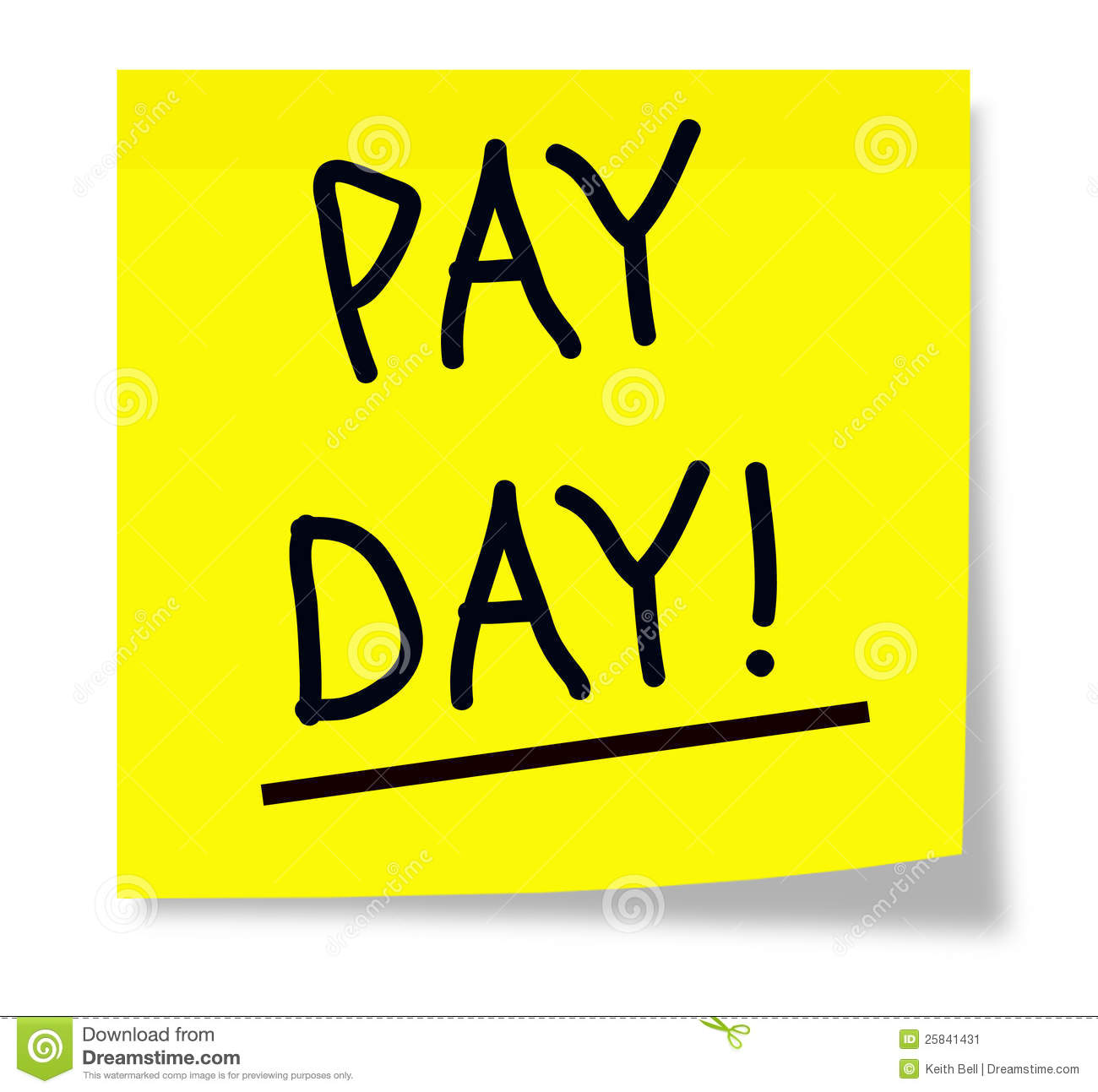     Sticky Note With The Words Pay Day  Underlined And Written In Black