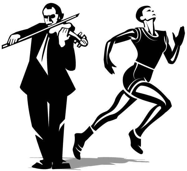 Athlete And Violinist Vector Clip Art   123freevectors
