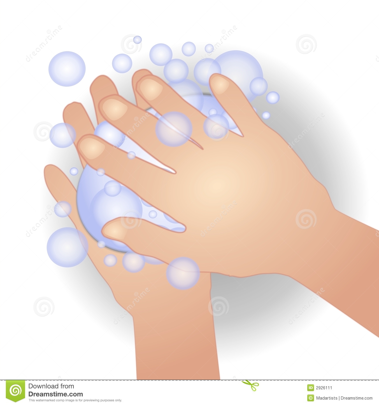 Clip Art Illustration Of Someone Washing Their Hands With Lots Of