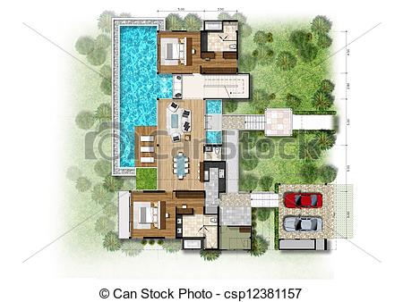 Of Planning House With With Green Area Csp12381157   Search Clipart    