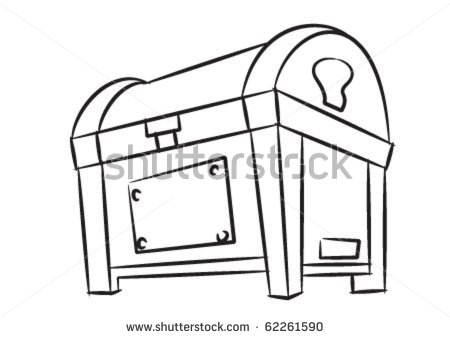 Treasure Box In Black And White Stock Vector 62261590   Shutterstock