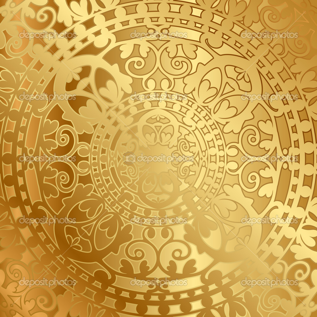 Vector Gold Background With Oriental Decoration   Stock Vector    