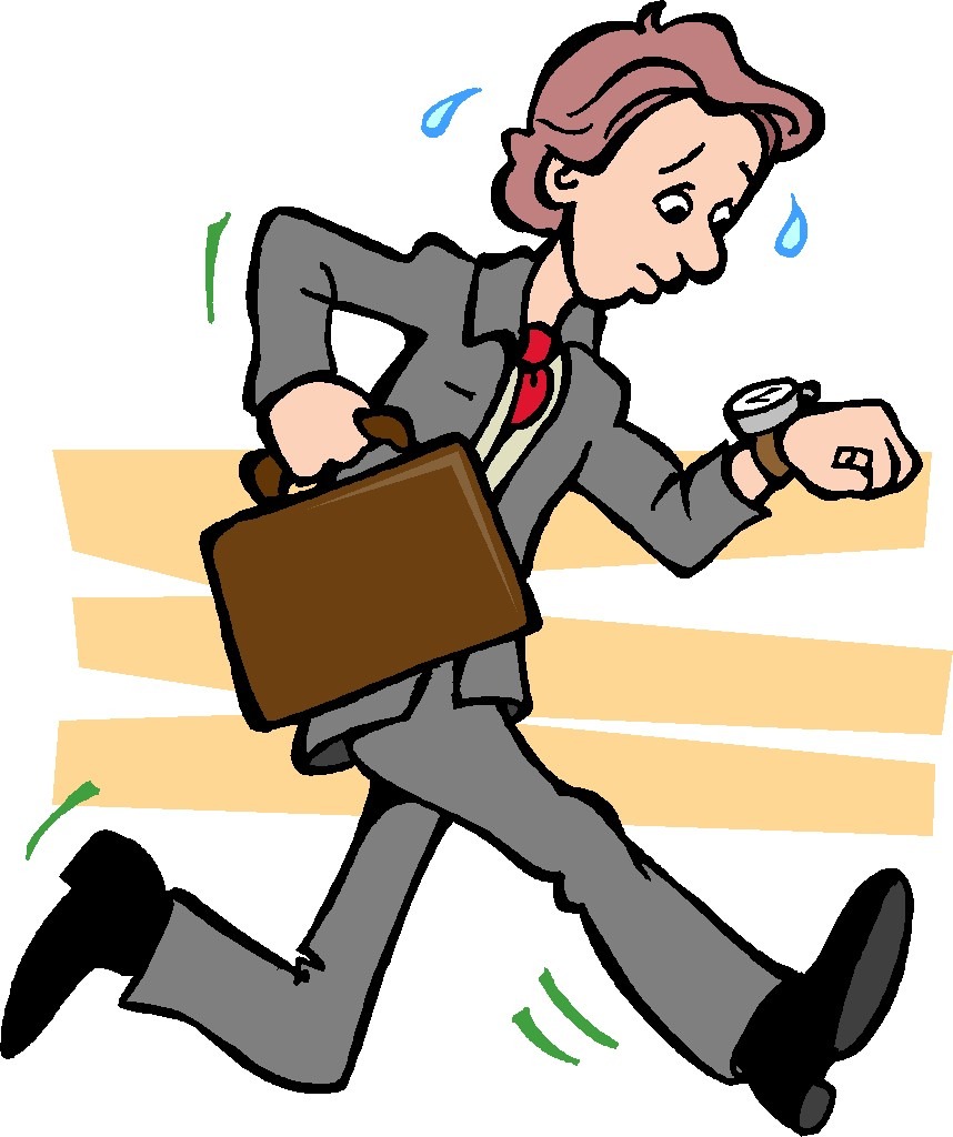 Cartoon Drawing Of Man Rushing To Work