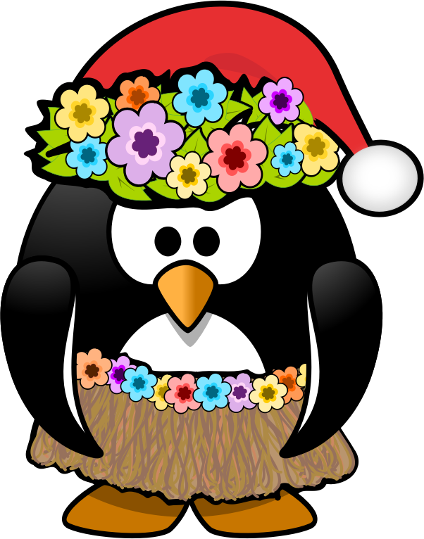 Christmas In July Penguin By Kamc   This Hula Ready Penguin Is Wearing