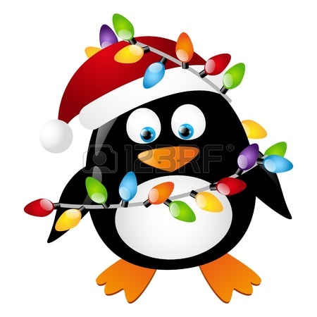 Christmas Penguin Clip Art 16686234 Penguin With Christmas Light Bulbs