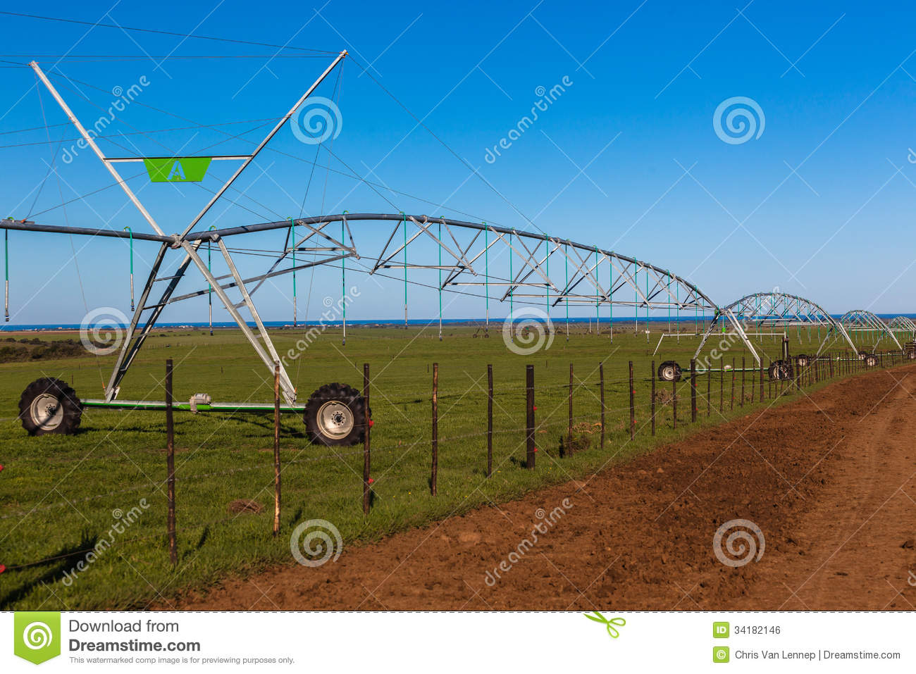 Farm Mobile Water Irrigation Sprinklers Royalty Free Stock Image    