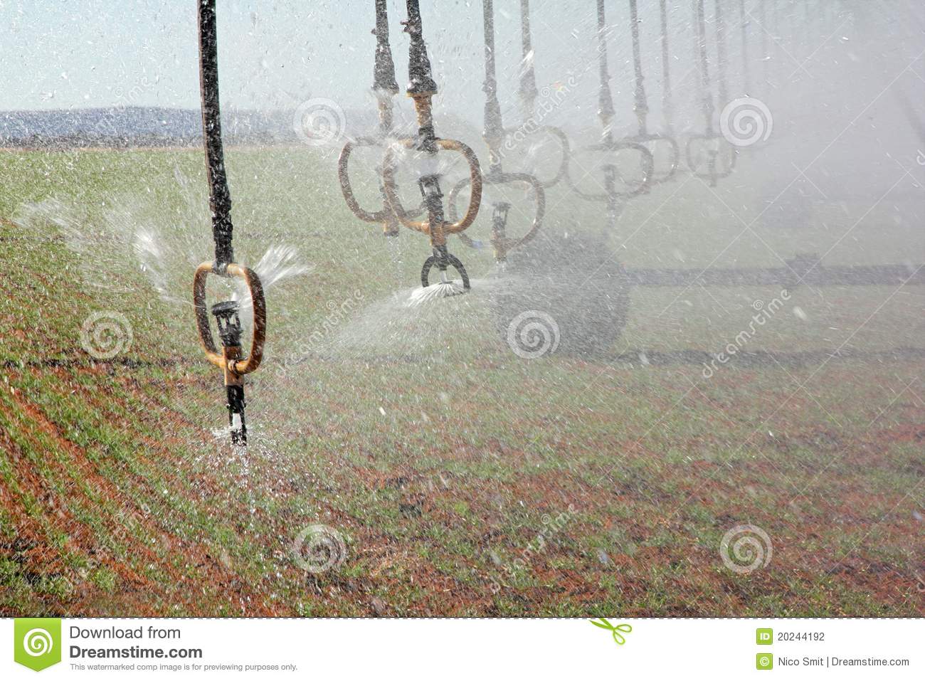 Water Sprinklers Of A Center Pivot Crop Irrigation System