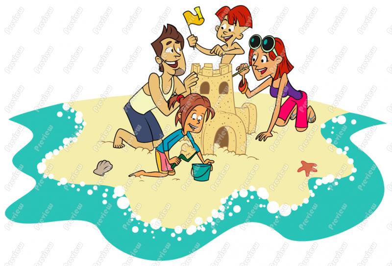Family At The Beach Clip Art   Royalty Free Clipart   Vector Cartoon