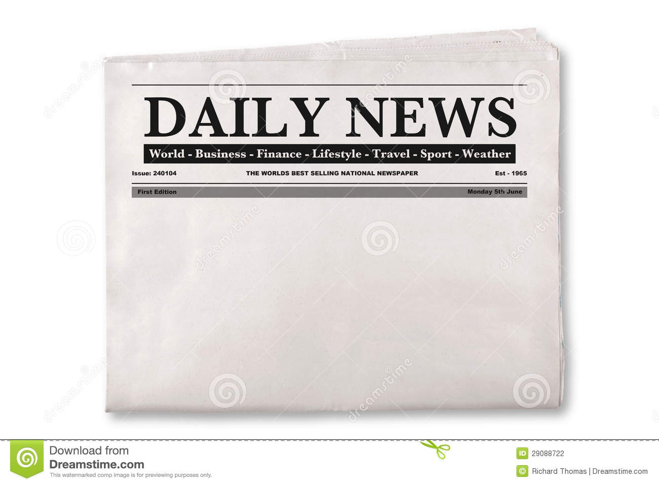 Mock Up Of A Blank Daily Newspaper With Empty Space To Add Your Own