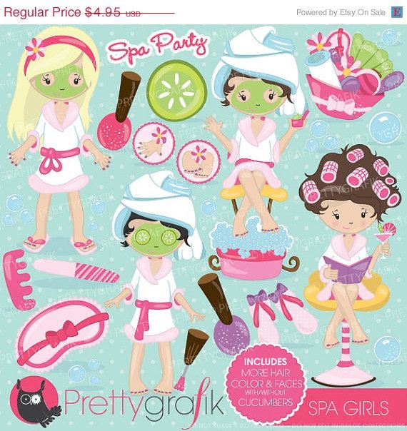 Spa Girls Party Clipart  Party Clipart Slumber Party Girls Party