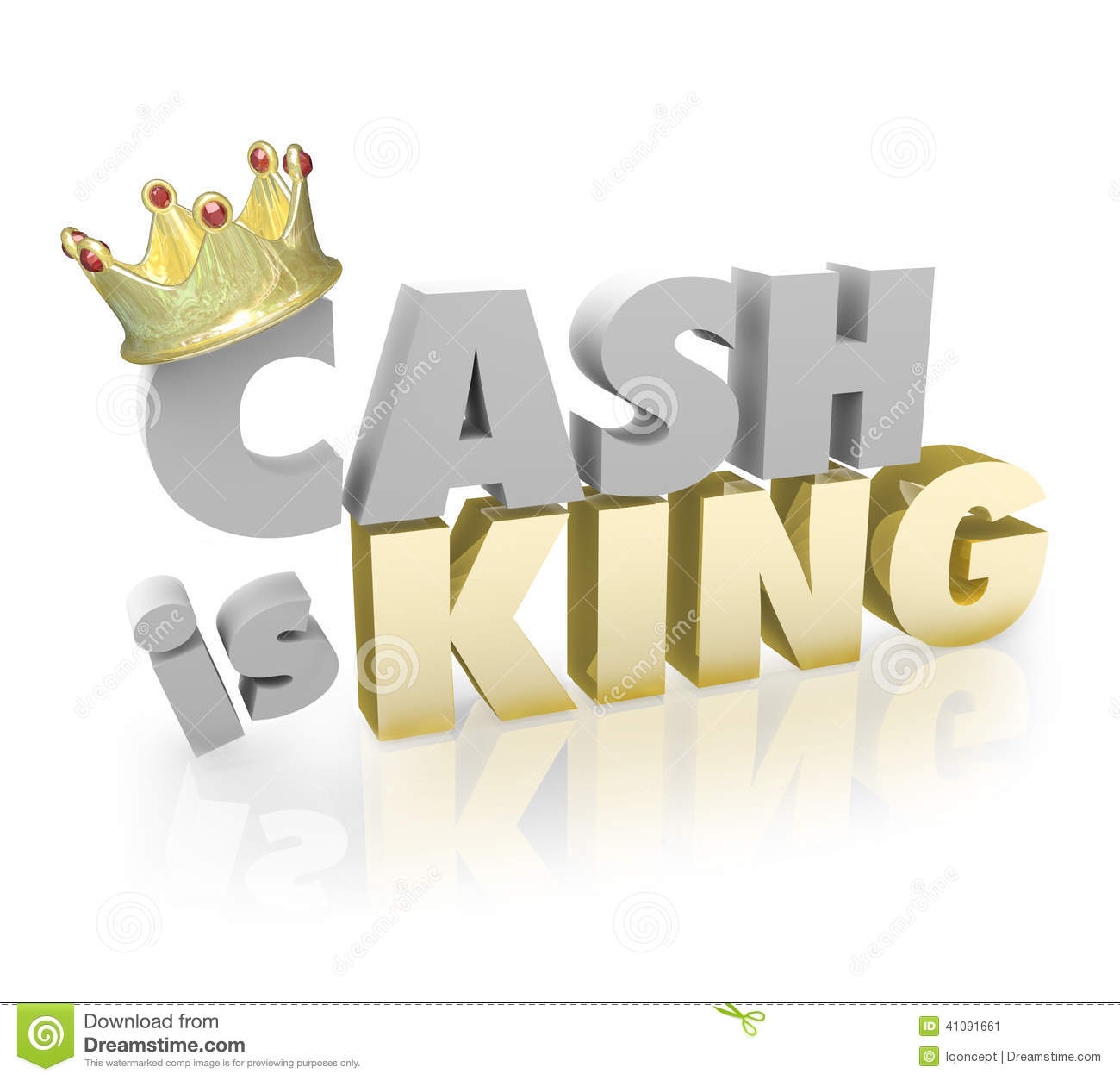 Cash Is King With Gold Crown On The Word To Illustrate The Buying