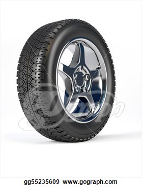 Stock Illustration   Car Wheel Tire Over White Background   3d Render