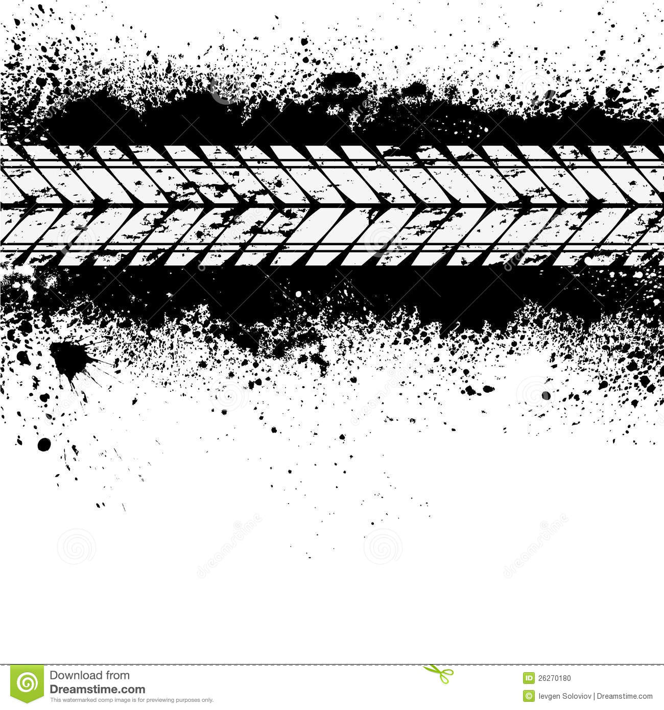 Tire Track On Ink Blots Stock Photo   Image  26270180