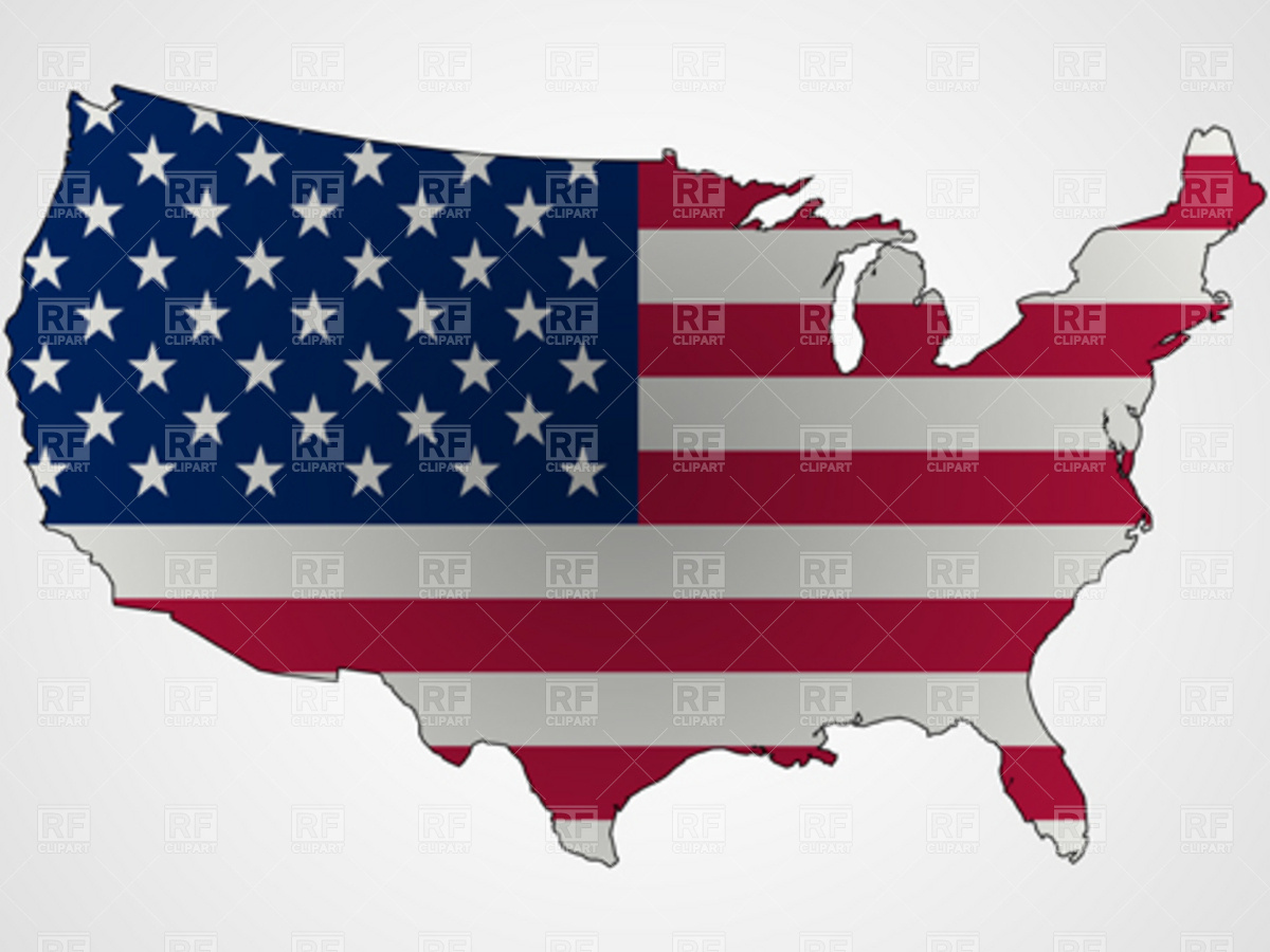 Usa Map Outline With Flag 4340 Download Royalty Free Vector Clipart